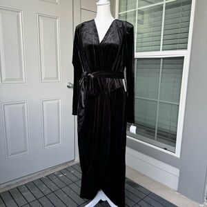 Velvet Wrap maxi dress size 16 long sleeves black red